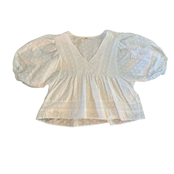 Polka Dot Puff Sleeve Blouse CottageCore - Picture 2 of 7